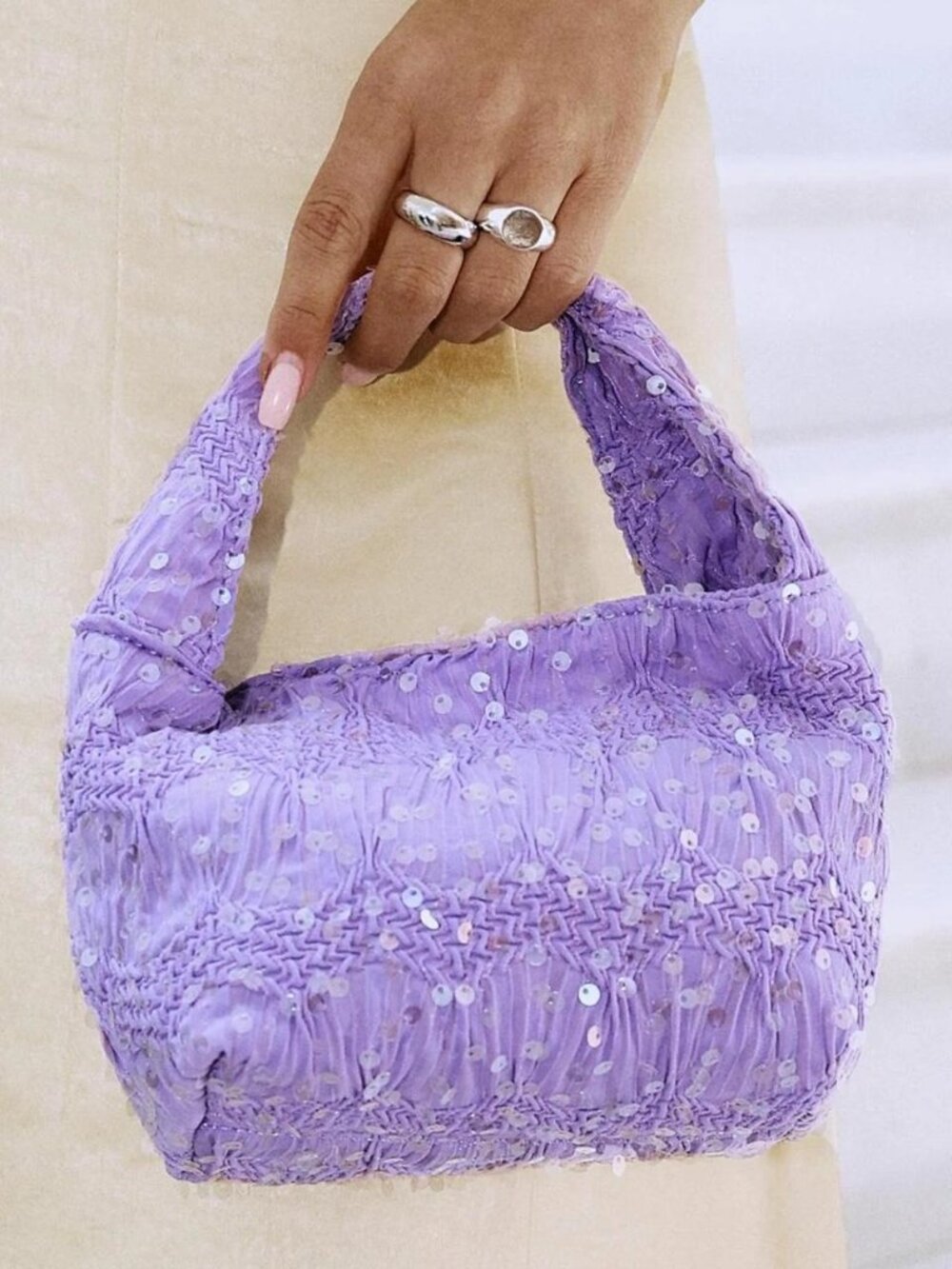 Princess Polly small purple sparkly sequin hand bag